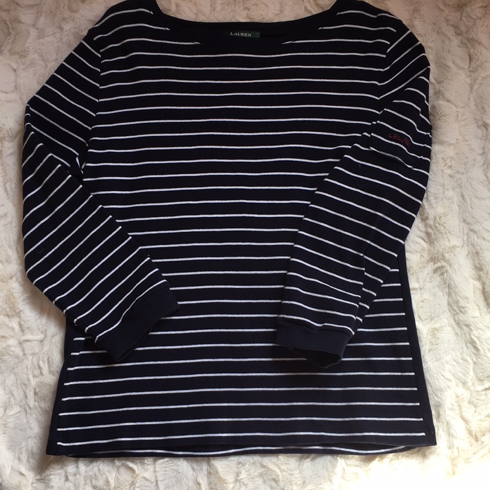 NWOT! Lauren Navy/White Striped Top